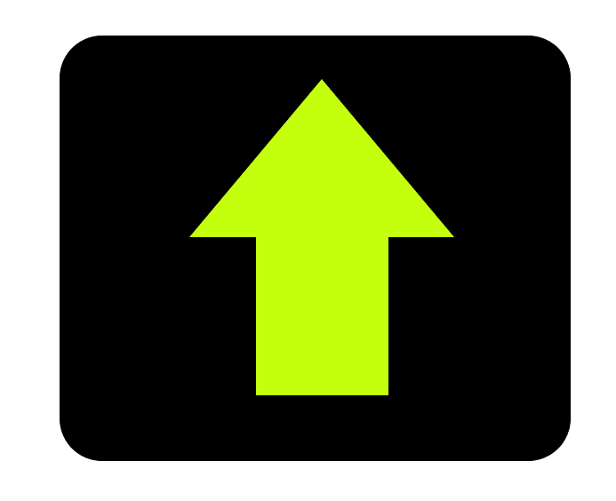 黒四角ボタンうすい緑色矢印
